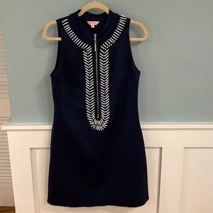 Lilly Pulitzer Navy Dress with Zipper and Beads